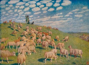 春の牧草地、c1900 1903-1904。 作： Hans Richard von Volkmann