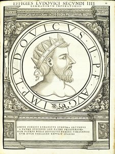 ルイ2、ローマ東西の指揮官、古代硬貨の最も真実な画像、ルドルフヴィッセンバッハの彫刻、チューリッヒアンドレアスゲスナーの印刷 作： Hans Rudolf Manuel Deutsch