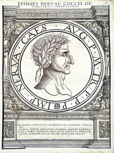 1559年にチューリッヒのアンドレアスゲスナーによって印刷されたルドルフヴィッセンバッハによって彫刻された古代の硬貨のローマ東西の真の画像の司令官からのカラバンティウス 作： Hans Rudolf Manuel Deutsch