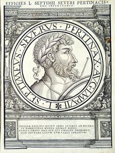 セプティマスセウェルス、ローマ時代の東西の指揮官による古代の硬貨の最も真実な画像から、ルドルフヴィッセンバッハの彫刻、アンドレアスゲスナーZ 作： Hans Rudolf Manuel Deutsch
