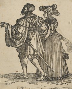 結婚式のダンサーの復活から、左に歩くカップル VI。 作： Hans Schäufelein the Elder
