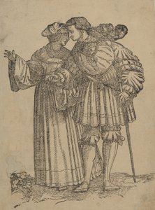 The Wedding Dancers の Dancing Couple IV。 作： Hans Schäufelein the Elder
