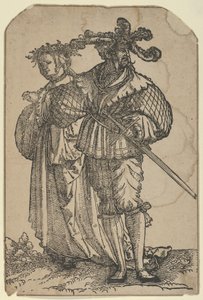The Wedding Dancers restrike の Dancing Couple I。 作： Hans Schäufelein the Elder