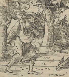 種をまく者の種を食べる鳥、Hymmelwagen auff dem, wer wol Leben..., 1517.