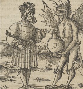 騎士に毒を捧げる悪魔、Hymmelwagen auff dem, wer wol leben..., 1517. 作： Hans Schäufelein the Elder