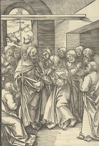 私たちの主イエス・キリストの情熱の鏡からのトマスの不信、1507年。 作： Hans Schäufelein the Elder