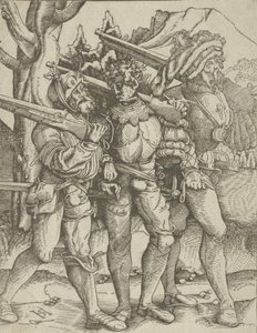 マスケット銃を持った 3 人の兵士, ca. 1511-15。 作： Hans Schäufelein the Elder