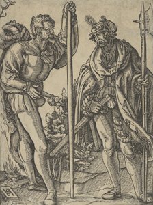 ランスとハルバードと会話する 2 人の兵士。 1515年。 作： Hans Schäufelein the Elder