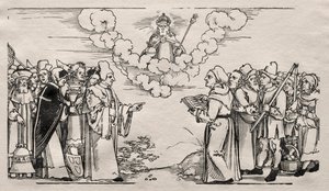 ルターとカトリック神学者の間の論争。 作： Hans Sebald Beham