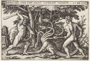 ヒドラを倒すヘラクレス 作： Hans Sebald Beham