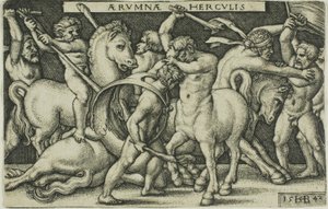 ヘラクレスとケンタウロス、「ヘラクレスの労働」より 作： Hans Sebald Beham