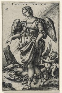 不幸（Das Ungluck）（置かれた紙に彫刻） 作： Hans Sebald Beham
