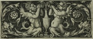4つのビネットからの2つのトリトンの装飾 作： Hans Sebald Beham