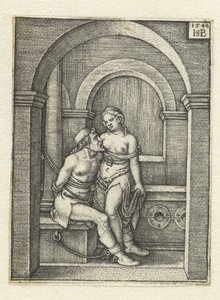 ペロはシモンを刑務所に鎖でつながれた チャリティー ロマーナ 作： Hans Sebald Beham