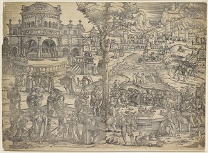ヘロデの饗宴（木版画、2つのブロックから印刷） 作： Hans Sebald Beham