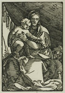 天蓋の下の聖家族 作： Hans Sebald Beham