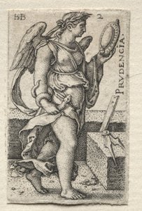 神の知識と七つの枢機卿の美徳: 慎重さ - Prudencia 作： Hans Sebald Beham