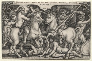 ヘラクレスの労働：ヘラクレスがアイオールを誘拐する、1544年。 作： Hans Sebald Beham