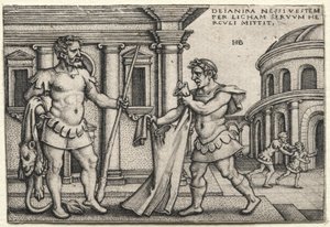 ネッススの血に浸された衣服を受け取るヘラクレス 1542年 作： ハンス・セバルド・ベハム