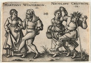農民の結婚式または12か月：11-Martinus Wintermon 12-Nicolaus Cristmon、1546。 作： Hans Sebald Beham