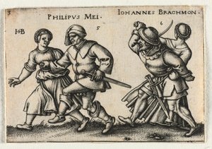 農民の結婚式または12か月：5-Philipus Mei 6-Johannes Brachmon、1546。 作： Hans Sebald Beham