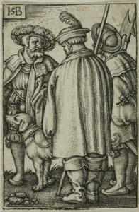 三人の兵士と一匹の犬 作： Hans Sebald Beham