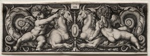 2つのGenii、1544。 作： Hans Sebald Beham