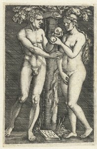 楽園でのアダムとイブの誘惑 作： Hans Sebald Beham