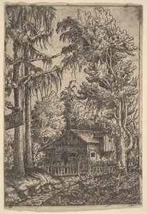 木のキャビン、1551年。 作： Hans Sebald Lautensack