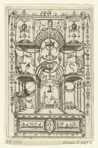 Driebeukig open bouwwerk met twee etages open pedestal 発明者のジェームス・アンドルーエティウス・デュ・セルソーは数年前に書いた (...) (シリーズタイトル) 作： Hans Sibmacher