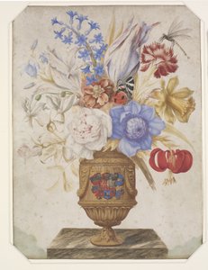 ホルスタイン・ゴットルプの紋章が付いた金色の花瓶の花。 作： Hans Simon Holtzbecker