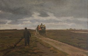 デイワゴンのあるヒースの風景 作： Hans Smidth