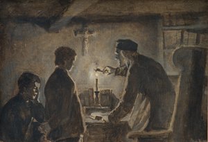 大晦日にろうそくを吹き消すセーレン牧師 作： Hans Smidth
