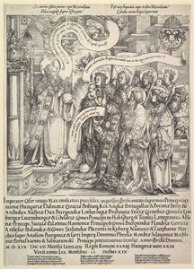 1519年、彼の守護聖人から全能者に贈られたマクシミリアン。 作： Hans Springinklee