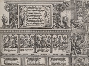 左ポータルの上部、ライオンの皮の碑文、B のフリーズ、1515 年。 作： Hans Springinklee