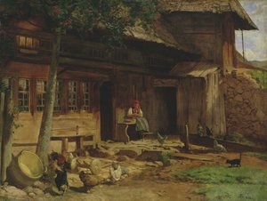 ベルナウの親の家、1866年（油彩、キャンバスにカードを置いた） 作： Hans Thoma