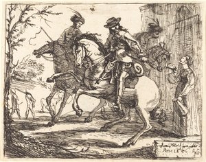 旅館の前の三人のライダー 作： Hans Ulrich Franck