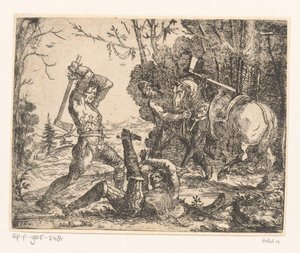 2 人の強盗が斧でライダーを攻撃 作： Hans Ulrich Frank