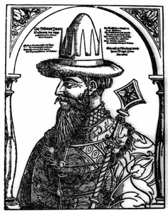 ロシアの皇帝イワン4世（1533-1584）の肖像。キシログラフィーはハンス・ウェイゲル。 作： Hans Weigel