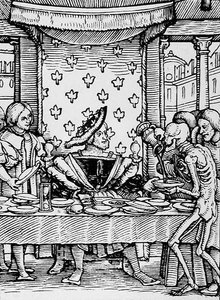 死のダンスからの死と王、ハンス・ルツェルバーガーの彫刻、1538年 作： Hans after Holbein the Younger