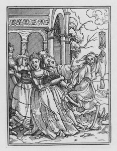 ホルバインの死のダンス：女王 作： Hans after Holbein the Younger