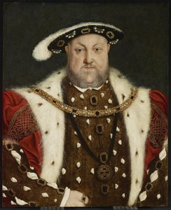 ヘンリー8世の肖像、16世紀後半（オーク材のパネルに油彩） 作： Hans circle of Holbein the Younger