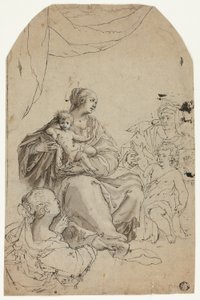 聖母子と聖女エリザベス、ヨハネ、アンネ 作： Hans von Aachen