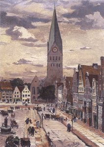 砂の上（聖ヨハニ教会の塔を東に見て） 作： Hans von Bartels