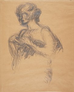 女性像（アーティストの妻、ベッセ）。 半身像、左に 4 分の 3 の横顔 作： Harald Giersing