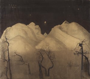 山の冬の夜。研究、1902-2 作： Harald Oscar Sohlberg