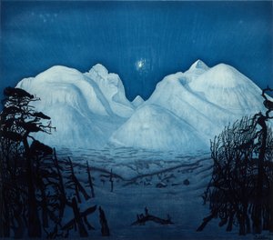ロンダーヌの冬の夜 作： Harald Oscar Sohlberg