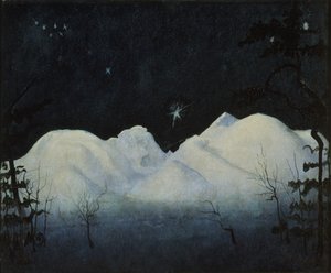 山の冬の夜（キャンバスに油彩） 作： Harald Oscar Sohlberg