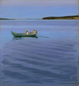のどかな湖でのボートパーティー 作： Harald Slott Moller