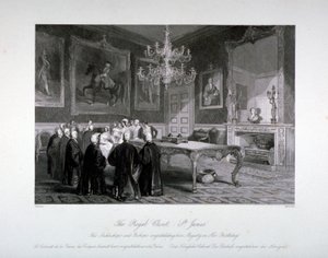セント ジェームズ宮殿、ウェストミンスター、ロンドン、c1840 のロイヤル クローゼットの内部ビュー